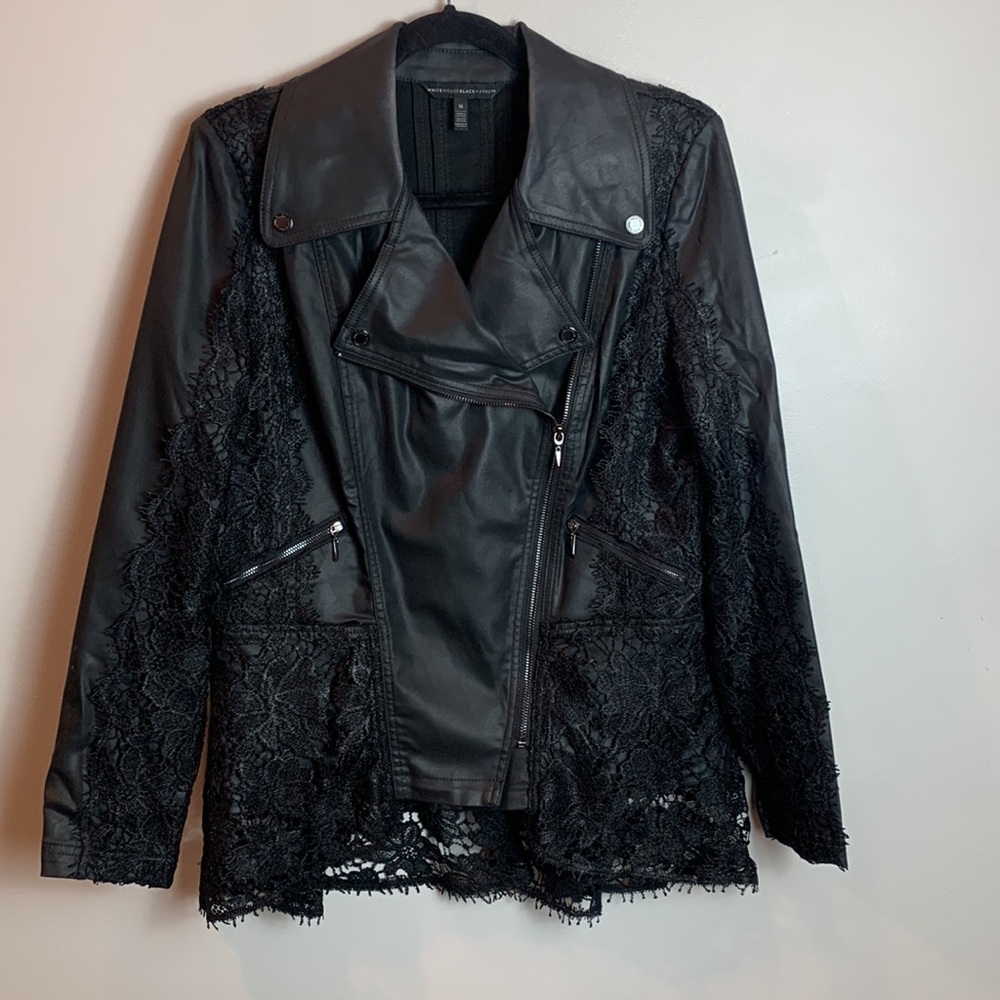 White House Black Market Coated & Lace Moto Jacket NEW! - Picture 10 of 13
